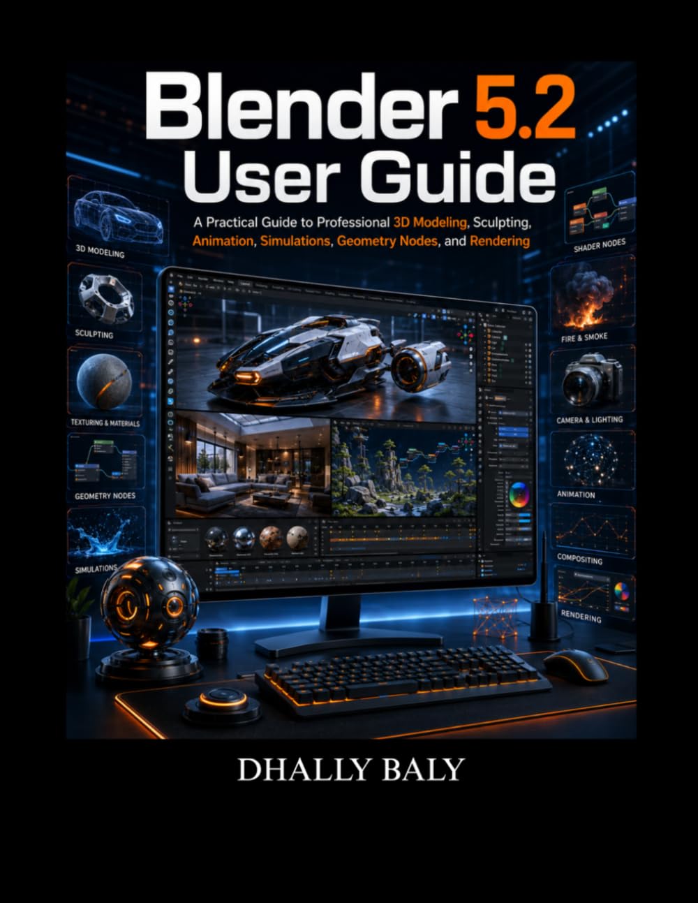Blender 5.2 User Guide: A Practical Guide to Professional 3D Modeling, Sculpting, Animation, Simulations, Geometry Nodes, and Rendering