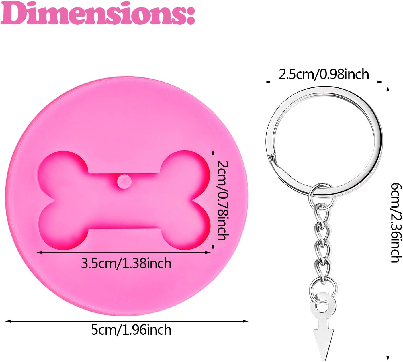 Dog Bone Shaped Silicone Mold Dog Bone Keychain Mold with Key Rings for DIY Keychain Decoration or Homemade Chocolate Dessert (8)