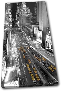 Bold Bloc Design - New York Yellow Taxi Cabs NYC Aerial City 150x75cm Single Canvas Art Print Box Framed Picture Wall Hanging - Hand Made in The UK - Framed and Ready to Hang RC-0787(00B)-SG21-PO-C