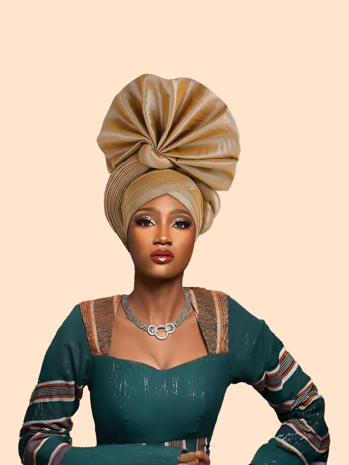 2024 African Female Turban Cap Women's Auto gele Headtie Nigeria Raw Silk Fan Gele Wedding Party Head Wraps Headwear Turbante