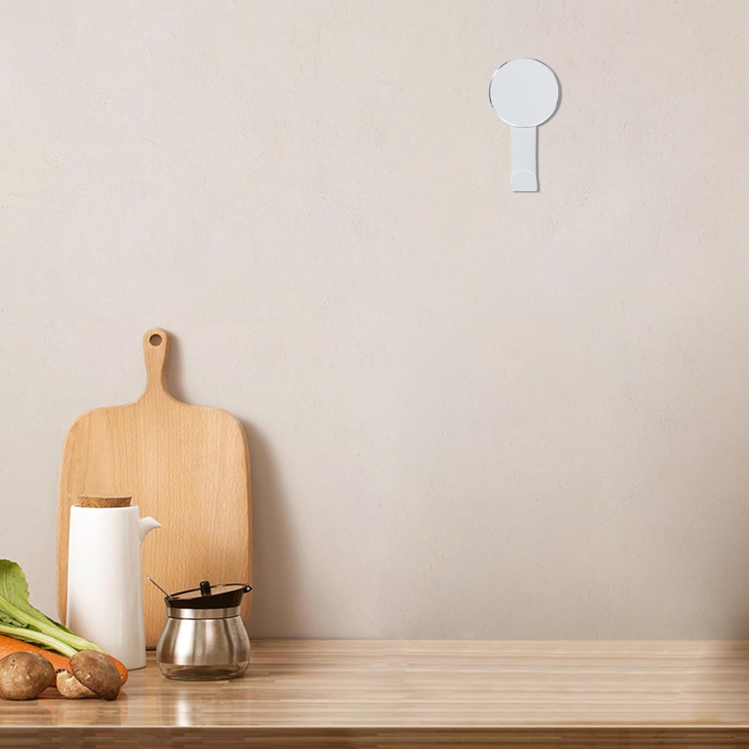 Thickened Space Aluminum Kitchen Hanging Hooks, No-Drill Waterproof Wall-Mounted Utensil Hooks for Pot Holders and Dish Towels, Matte White Round Multifunctional Storage for Home