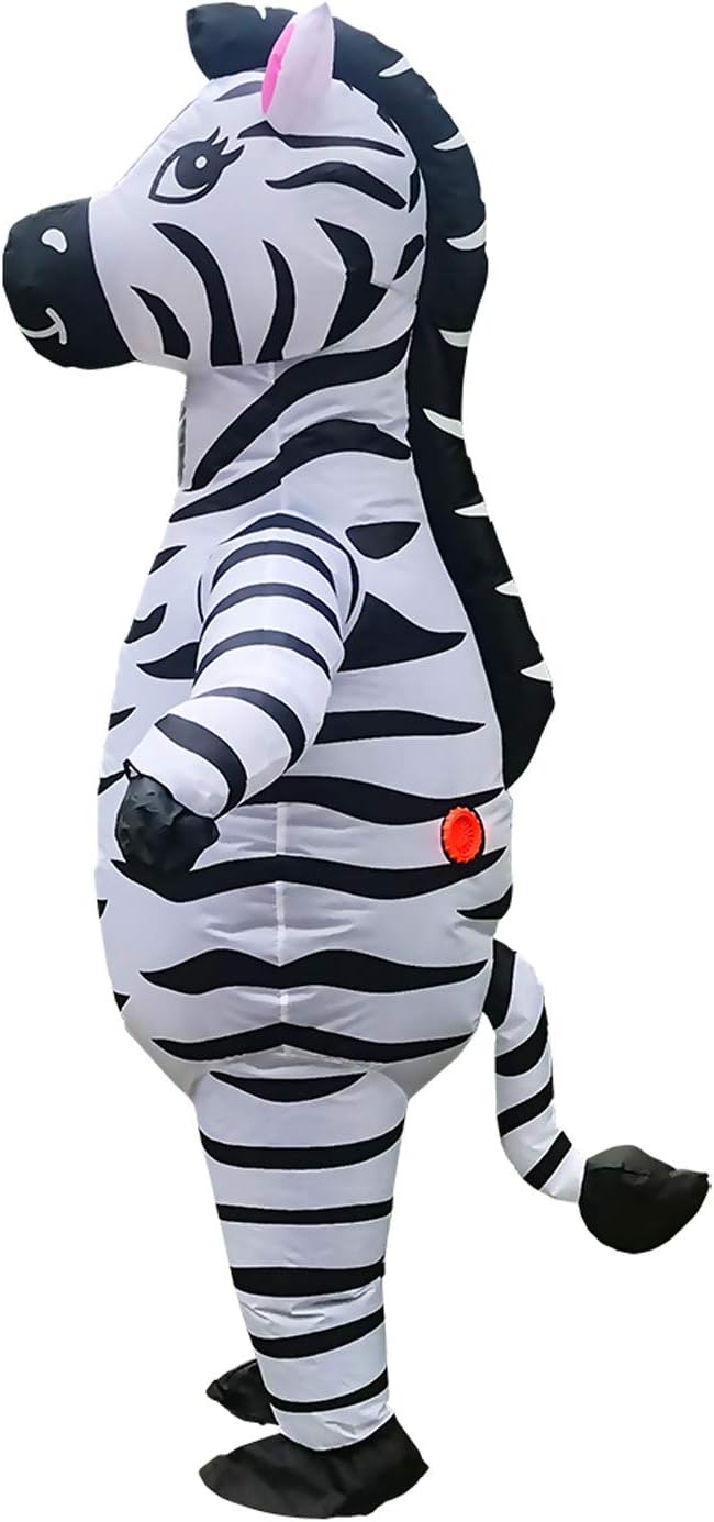 HAO Zebra Inflatable Halloween Christmas Costume, Blow Up Outfit Full Body Animal Adult Unisex Inflatable Costume