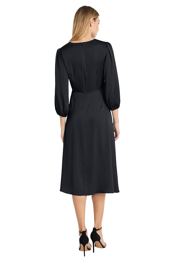 Donna Morgan Midi Wrap Dress for Women - Business Casual & Work Dresses for Women, Black, 12 by Donna Morgan - Used condition - Image 3