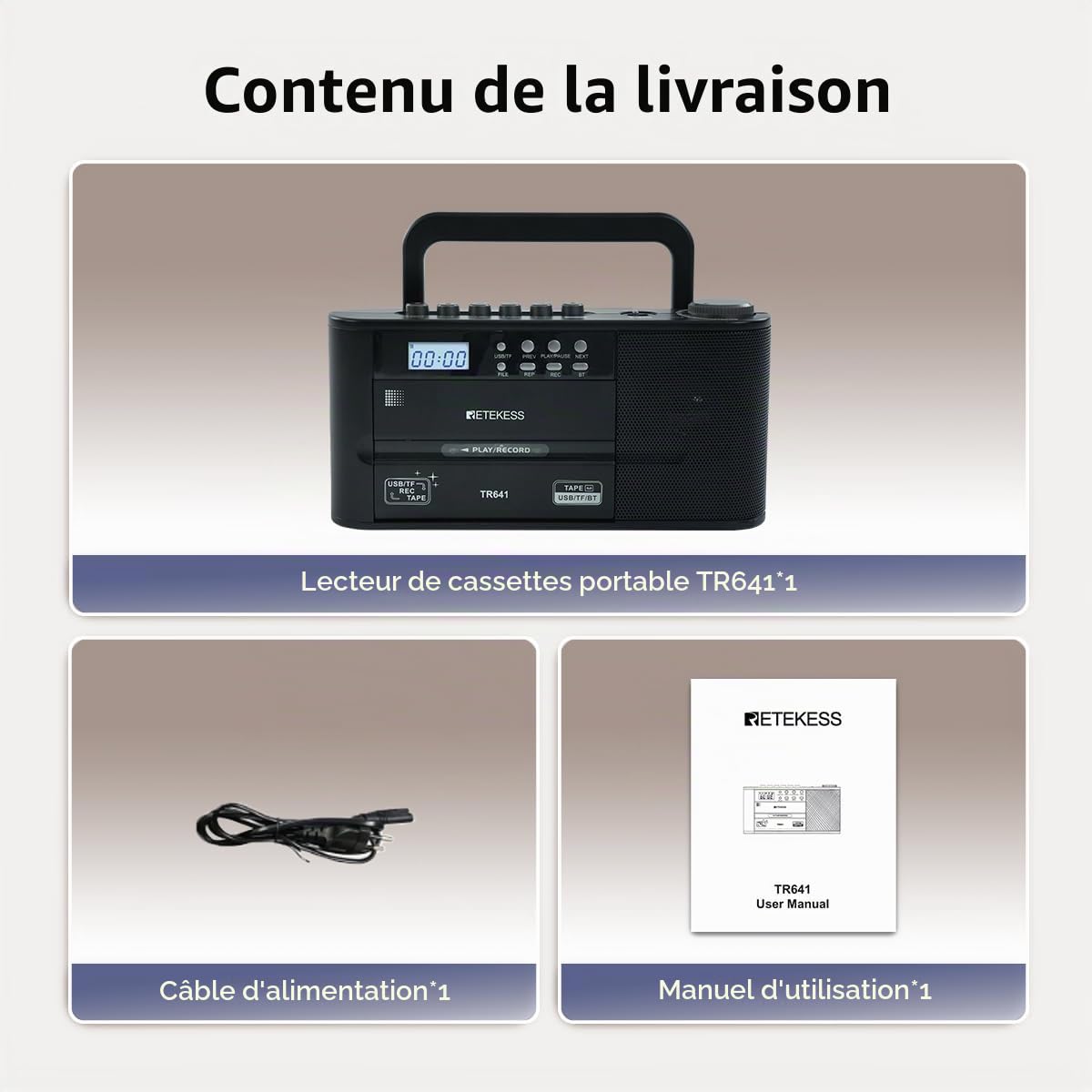 Retekess TR641 Poste Radio Cassette, Lecteur Cassette
