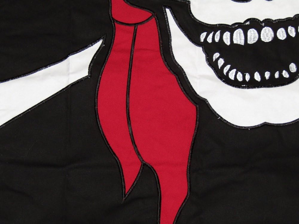 AES 3x5 Embroidered Sewn Jolly Roger Red Hat Pirate Cotton Flag 3'x5' (100% Cotton)