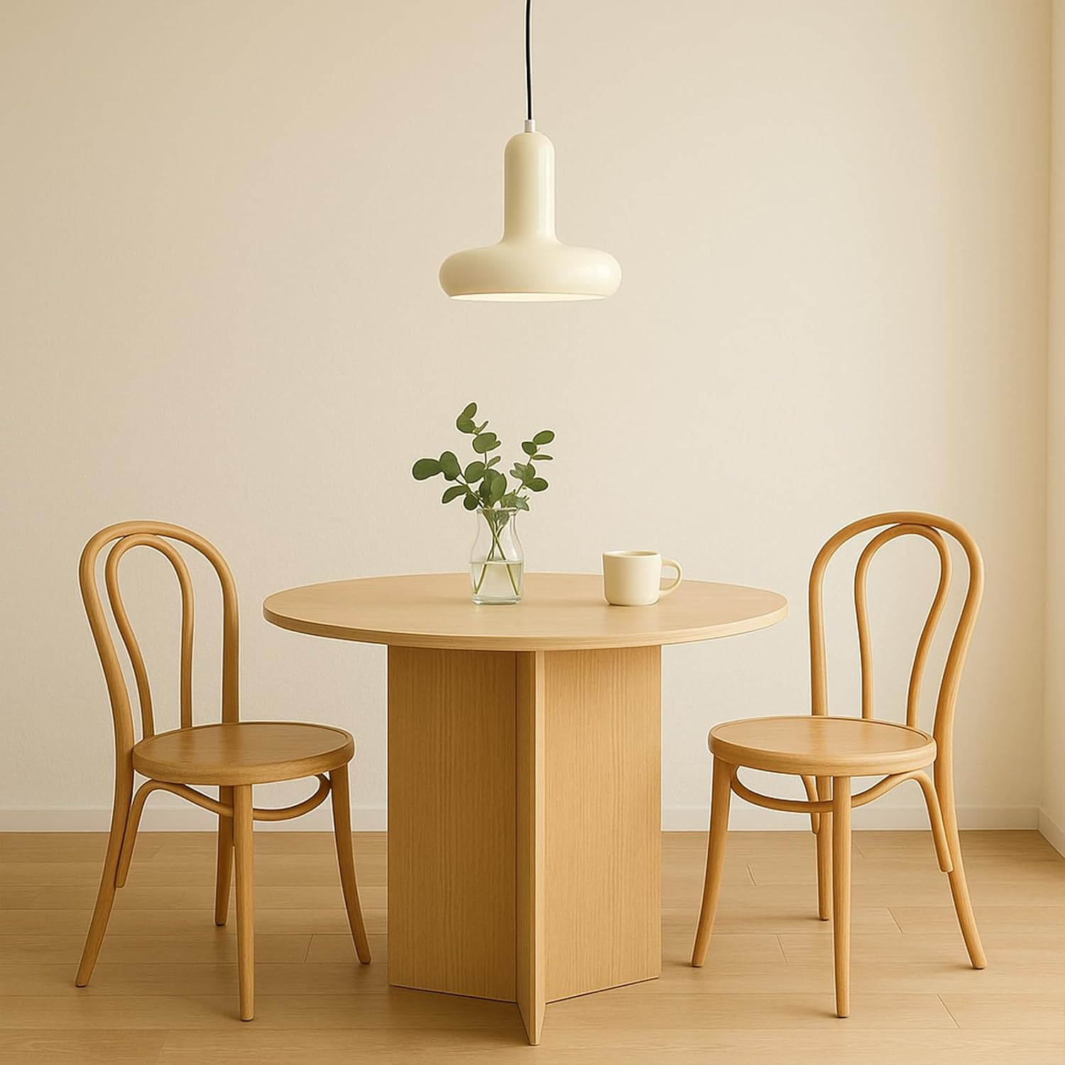 Modern Coloured Pendant Light with E26 Base and Adjustable Cable 150 cm, Metal Ceiling Lamp for Kitchen, Bedroom, Dining Room, Entryway or Cafeteria Minimalist Style (Cream)