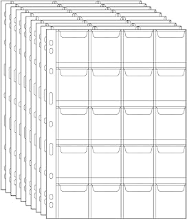 Uncle Paul 200 Pocket Coin Pages - 20 Grids/Page Plastic Coin Holders Stamp Protector Collecting Supplies 10 Sheets CS03020
