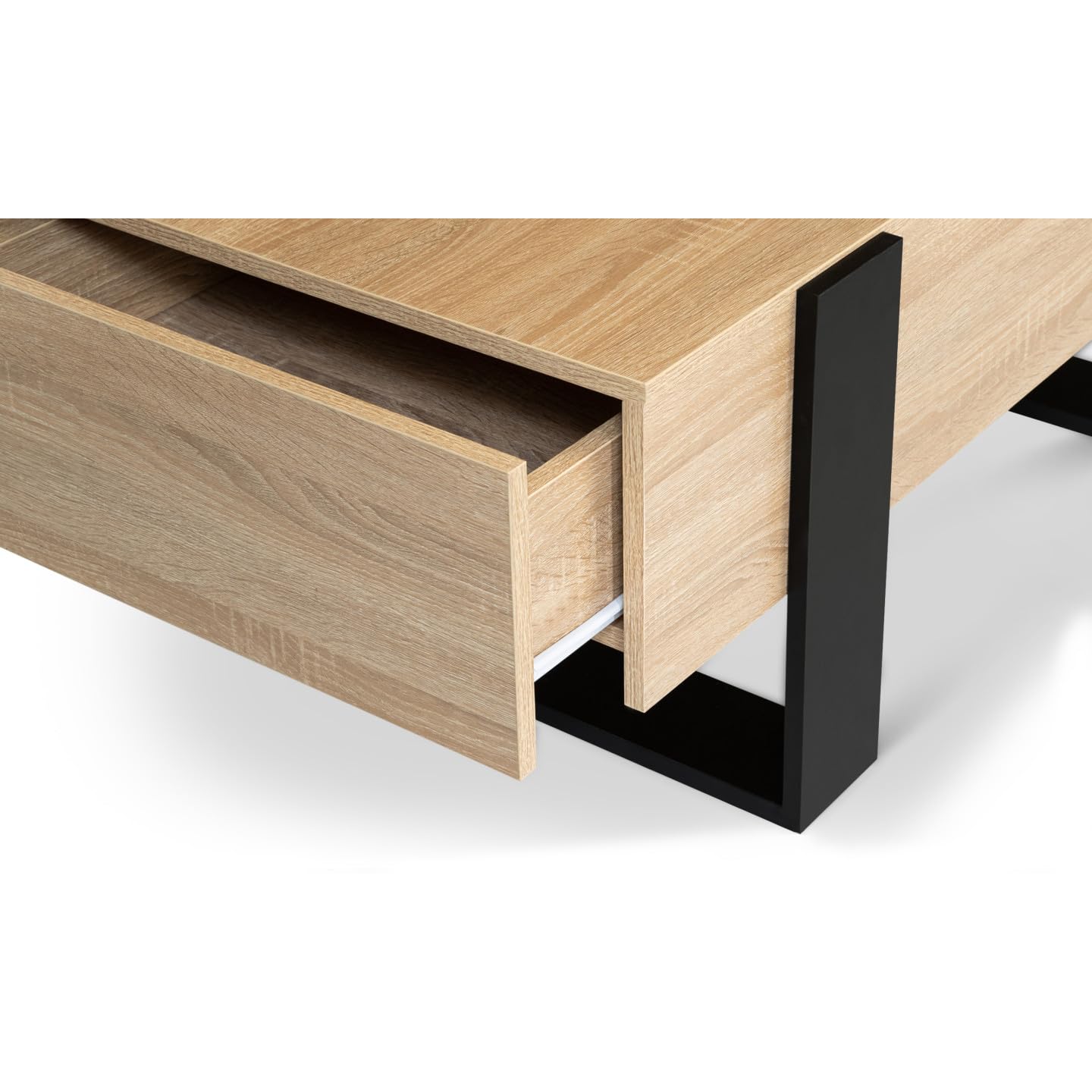 IDMarket - Mesa de centro rectangular Phoenix con cajones 100 cm madera y negro