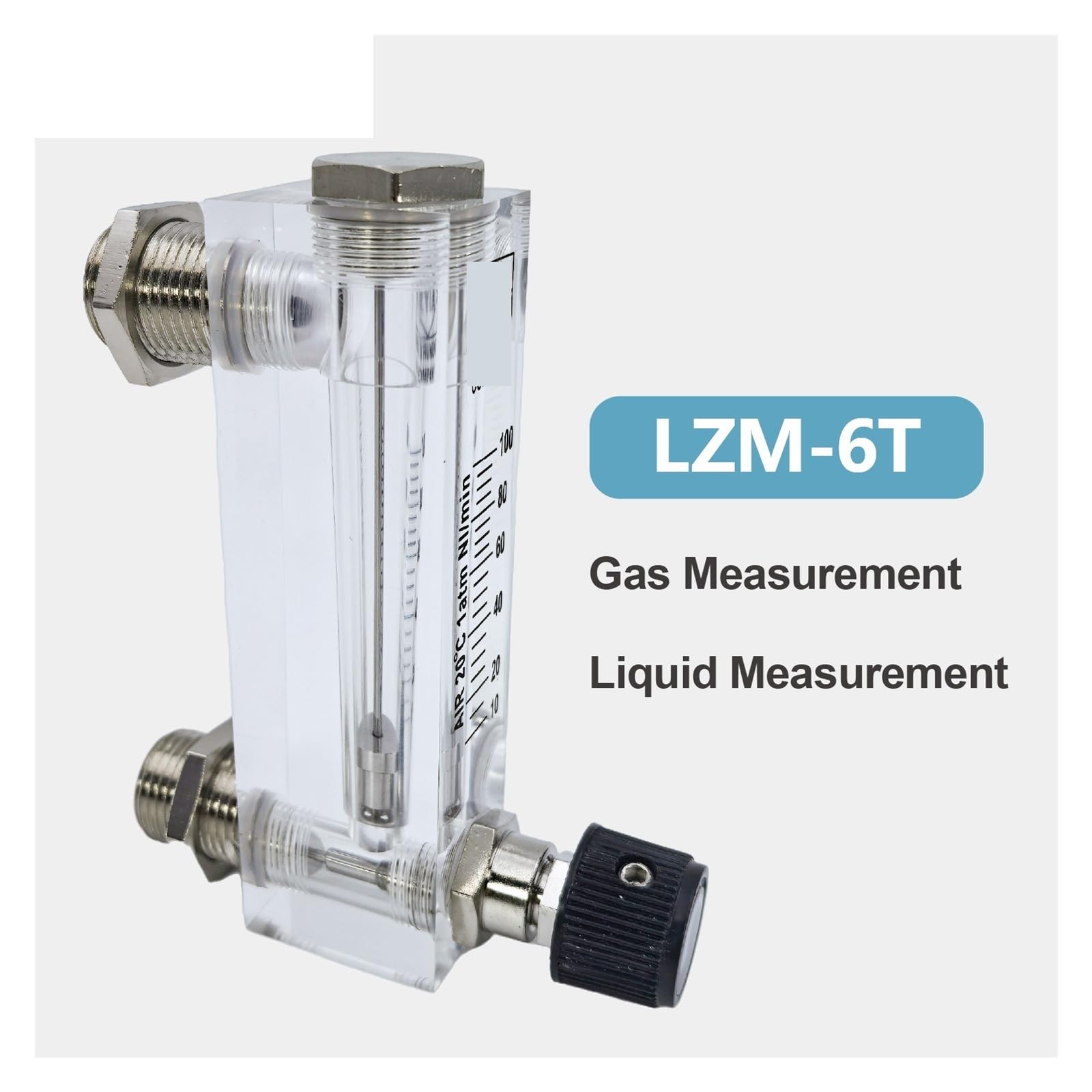 Lzm-6t Medidor de flujo líquido de vidrio orgánico 6-1000 ml/min Montaje en panel rotámetro ajustable para uso industrial de laboratorio