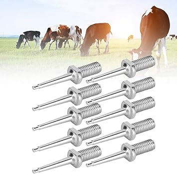 Bethlehem Pack 10 Livestock Ear Tag Applicator, Metal Threaded Design, 10 Pack, Silver 10 Pack Ear Tag Needle Pin for Cattle Cows Pigs Goats Sheep Ear Tags Applicator