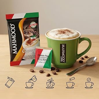 Mahmood Coffee Classic Choco Granulated Sugar-Free Cappuccino 20 Pieces X 13.7 Gr