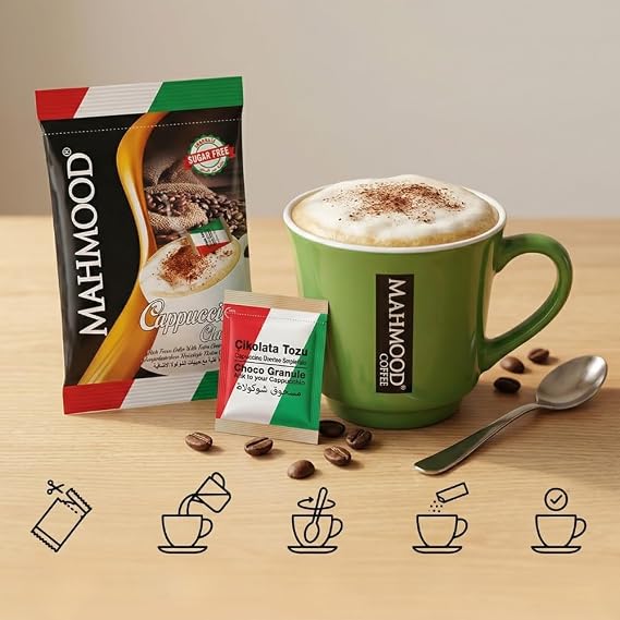 Mahmood Coffee Classic Choco Granulated Sugar-Free Cappuccino 20 Pieces X 13.7 Gr