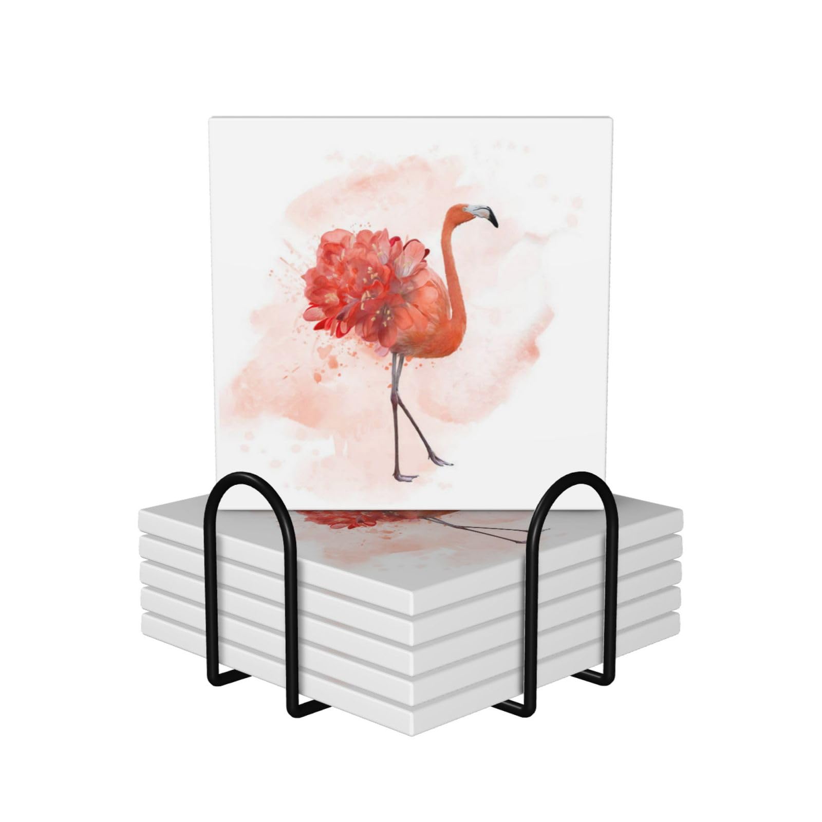 Dessous de verre absorbant flamant rose anti-rayure pour table en bois