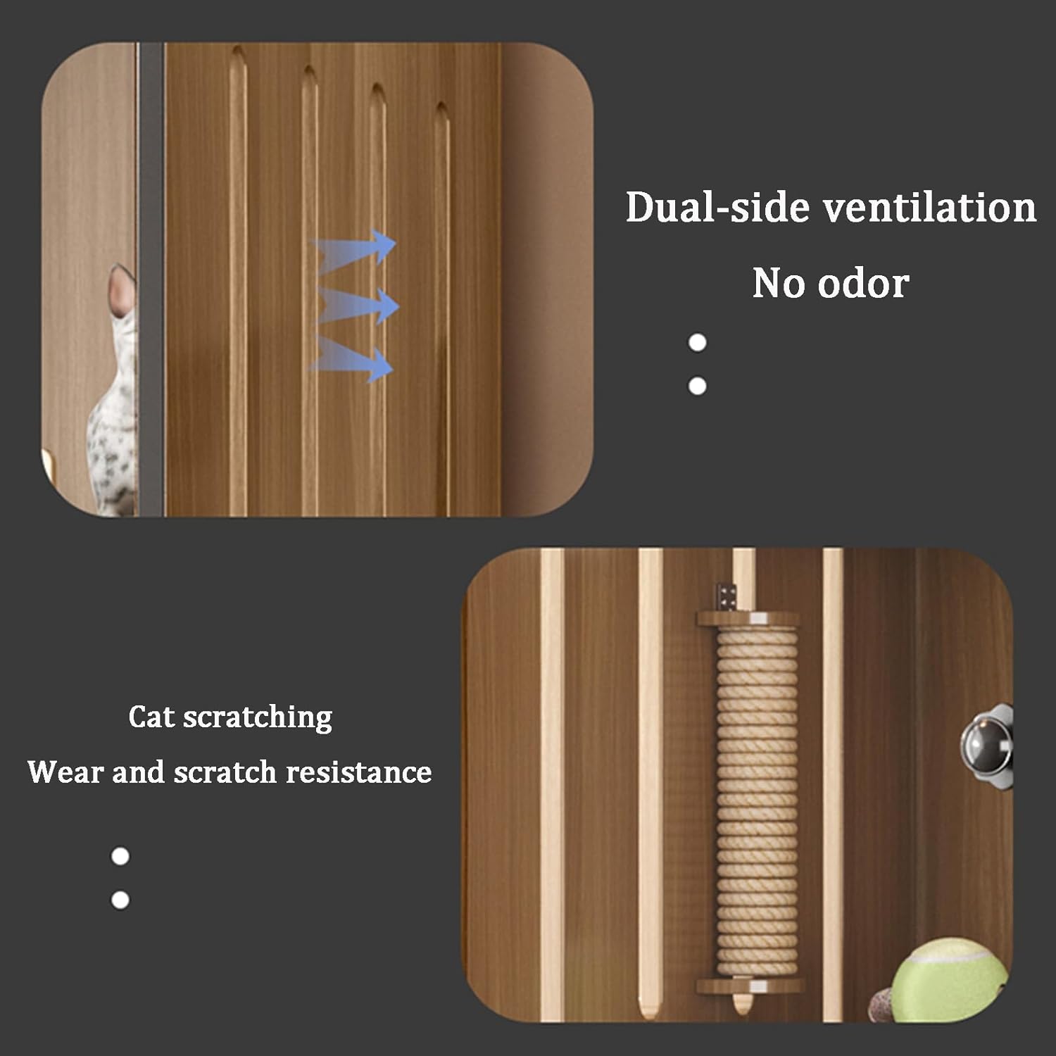 Cat Cage, Indoor furniture solid wood Cat Playpen, Built-in cat ladder and side door - gray, Large Cat Cage with rollers, for small animals to run(23.6x47.2/60x120cm)