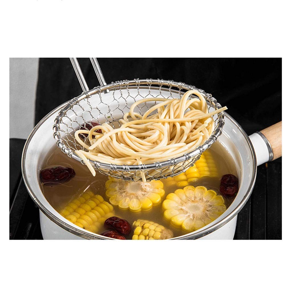 Tamiz, colador, Filtro de Malla de Acero Inoxidable para cocinar y freír Pasta en la Cocina, colador Potente, utensilio para freír, Espumadera Profesional (Plata)