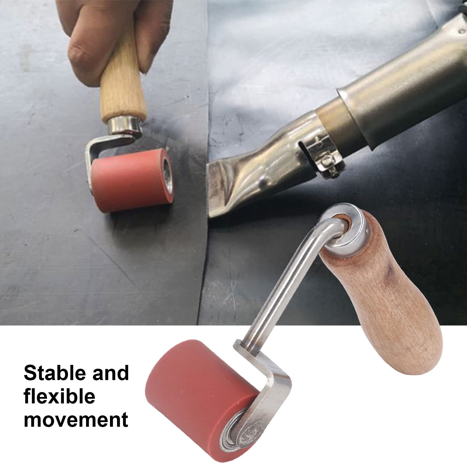 Rodillo de costura de silicona de 40 mm, doblado a 75°, por debajo de 260 ℃, rodillo de presión manual para techos de PVC/TPO/EPDM, soldadura de alta temperatura