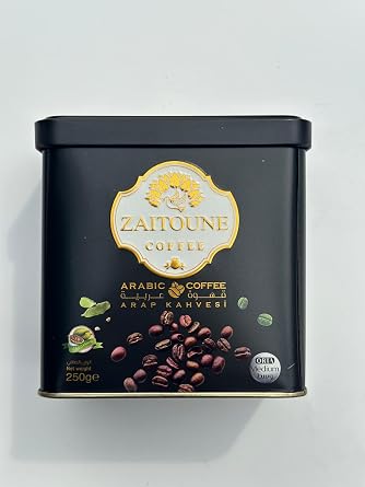 Zaitoune Ground Arabic Coffee Medium Roast with Cardamom - 9 oz | Beautifully Presented in a Luxury Gift Box | Suitable for Coffee Machines & Traditional Brewing Methods | Great Gift Idea