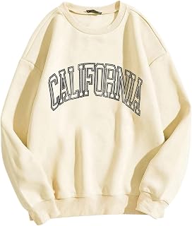 YuzRong Women's Blouse Long Sleeve Shirt Womens Casual Long Sleeve Crew Neck Letter Printed Pullover Hoodless Sweatshirts Fit Blouse