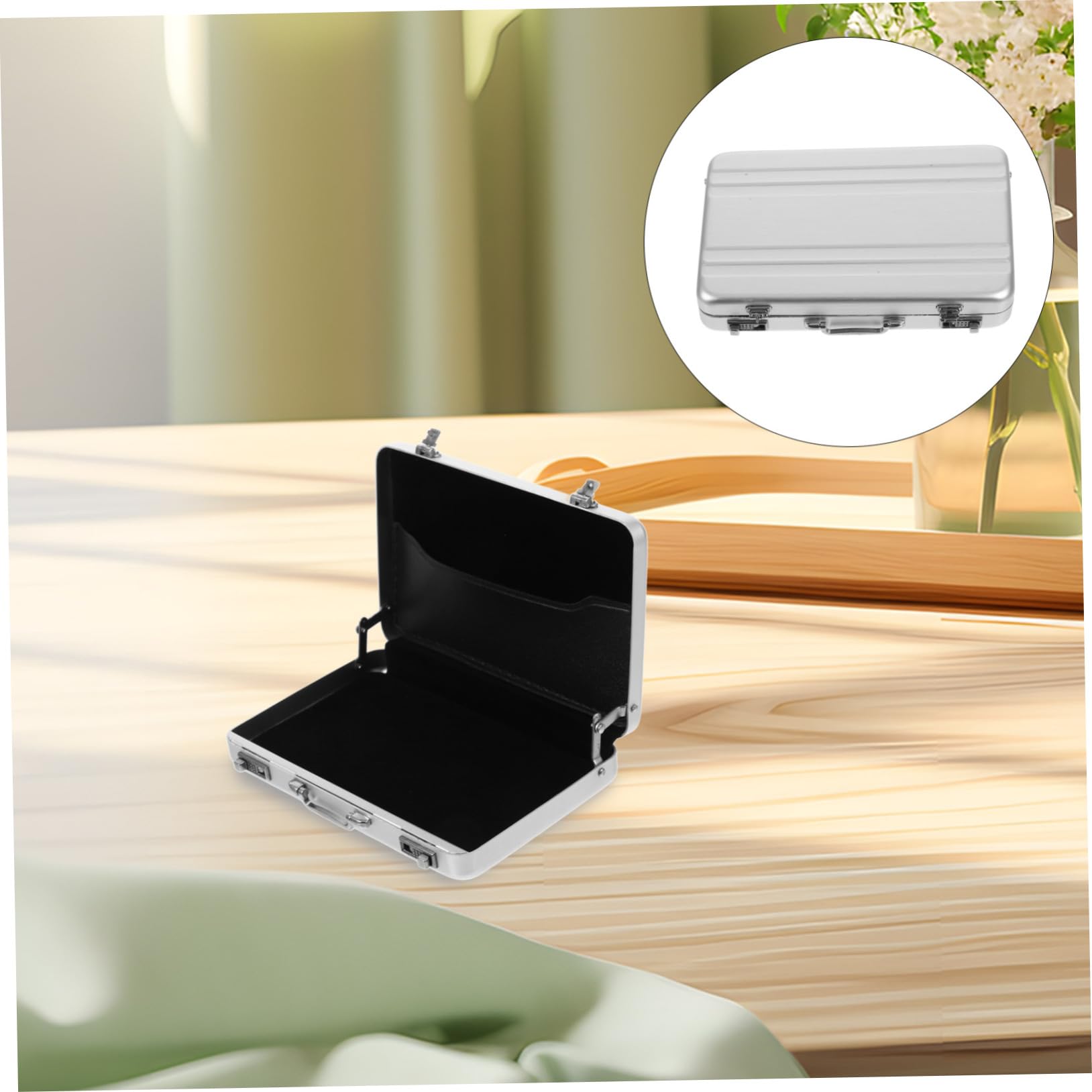 SHINEOFI 5 Pezzi Scatola Porta Biglietti Da Visita Contenitori Custodia Per Schede Flash Portafoto Supporto Per Immagini Desktop Organizzatore Di Schede Flash Silver Lega Di Alluminio