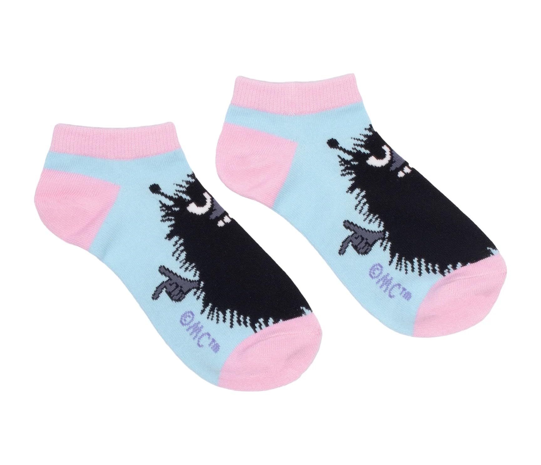 Nordicbuddies Unisex Light Blue, Pink Stinky, Ladies Moomin Ankle Socks, Pink/Light Blue, Eu36-42