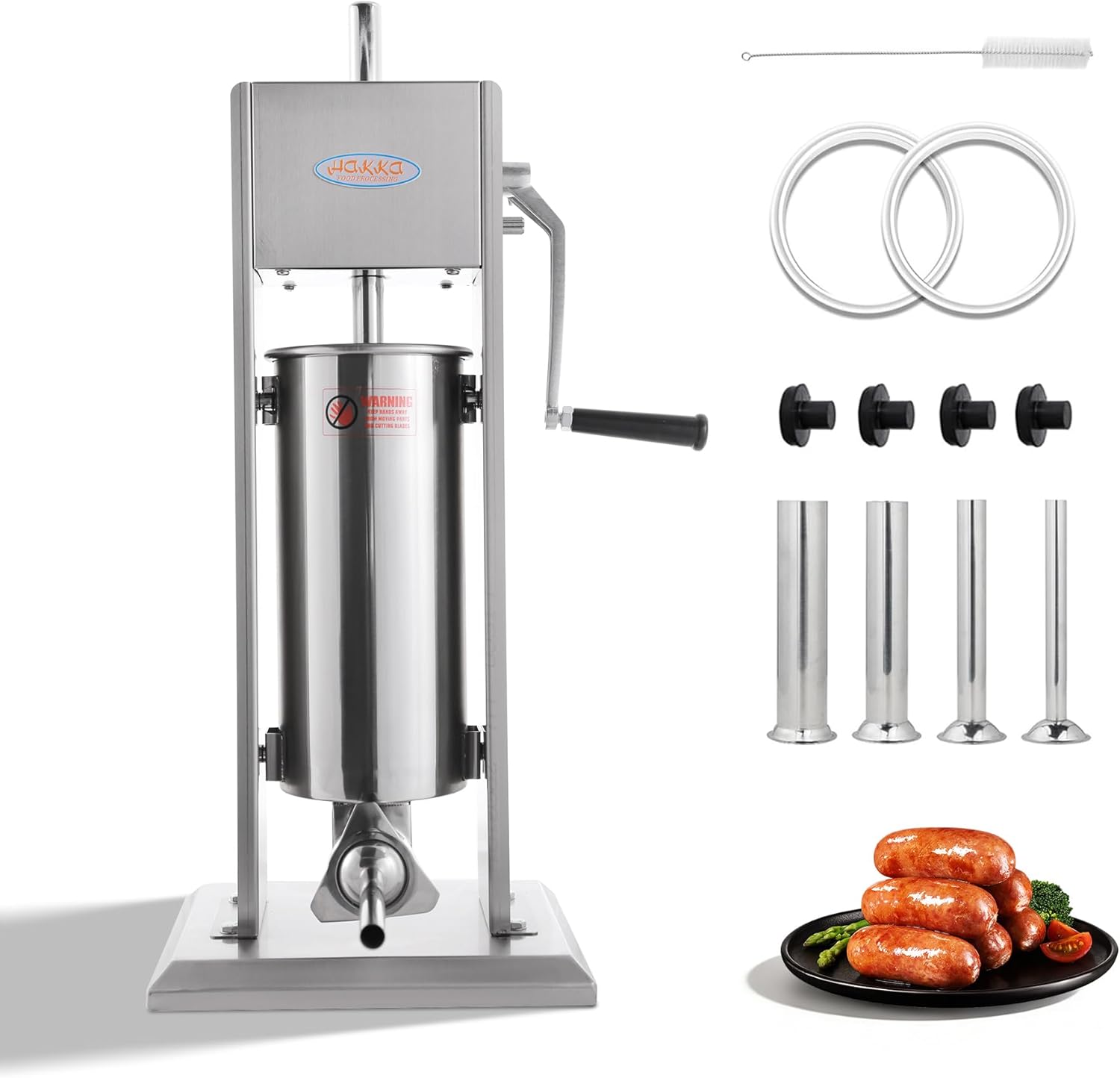 Hakka 11 Lb/5 L Sausage Stuffer 2 Speed Stainless Steel Vertical Sausage Maker
