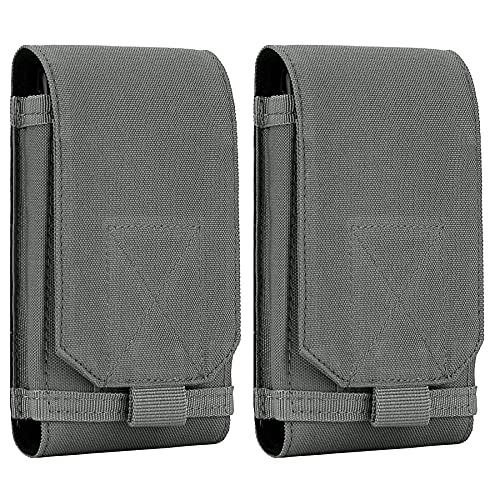 bvya 2 Pack Tactical Molle Phone Holster Pouch Belt Case Cover for iPhone 17 Pro Max/16 Pro Max/15 Pro Max/15 Pro/15 Plus/14 Pro Max/13 Pro Max and Other 4.7"-6.9" Phones, Size Large