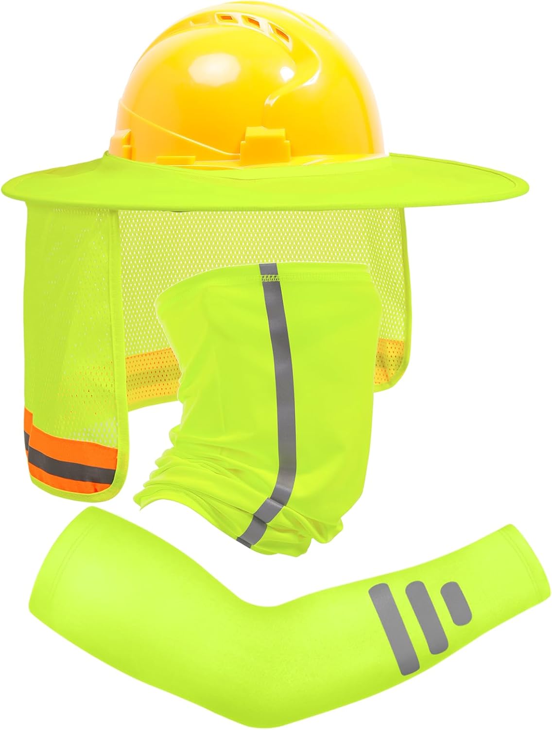 TCCFCCT Hard Hat Sun Shade - Full Brim Mesh Neck Shield, High Visibility Visor, Face Scarf, Accessories - 2 Packs, Camo (Hat Not Included)