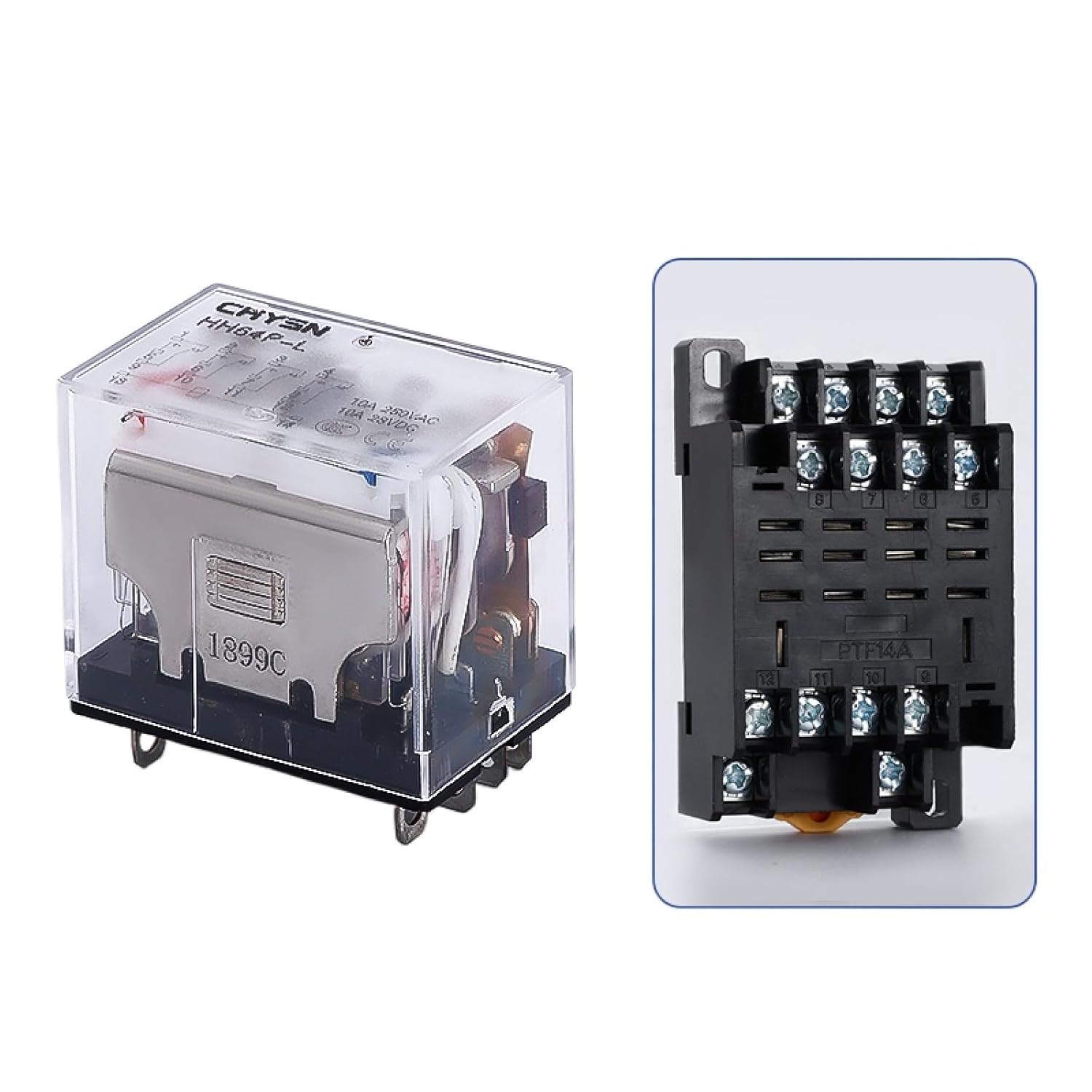 HH52P Electromagnetic Relay with Socket Base, 8-Pin/14-Pin Compatible, Industrial Control Relay (LY2NJ(HH62P) AC 24V)