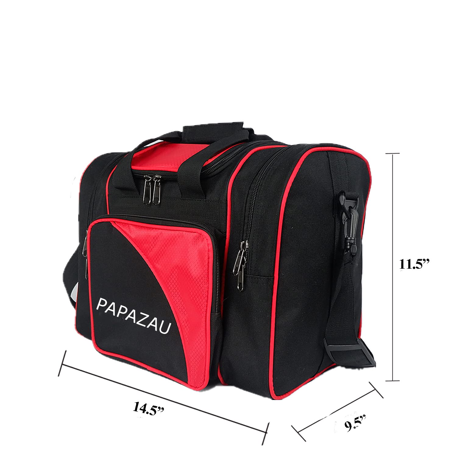 PAPAZAU Sac de Bowling pour Une Seule Balle – Sac fourre-Tout avec Support rembourré – Convient à Une Seule Paire de Chaussures de Bowling jusqu'à la Taille 42 (Noir/Rose