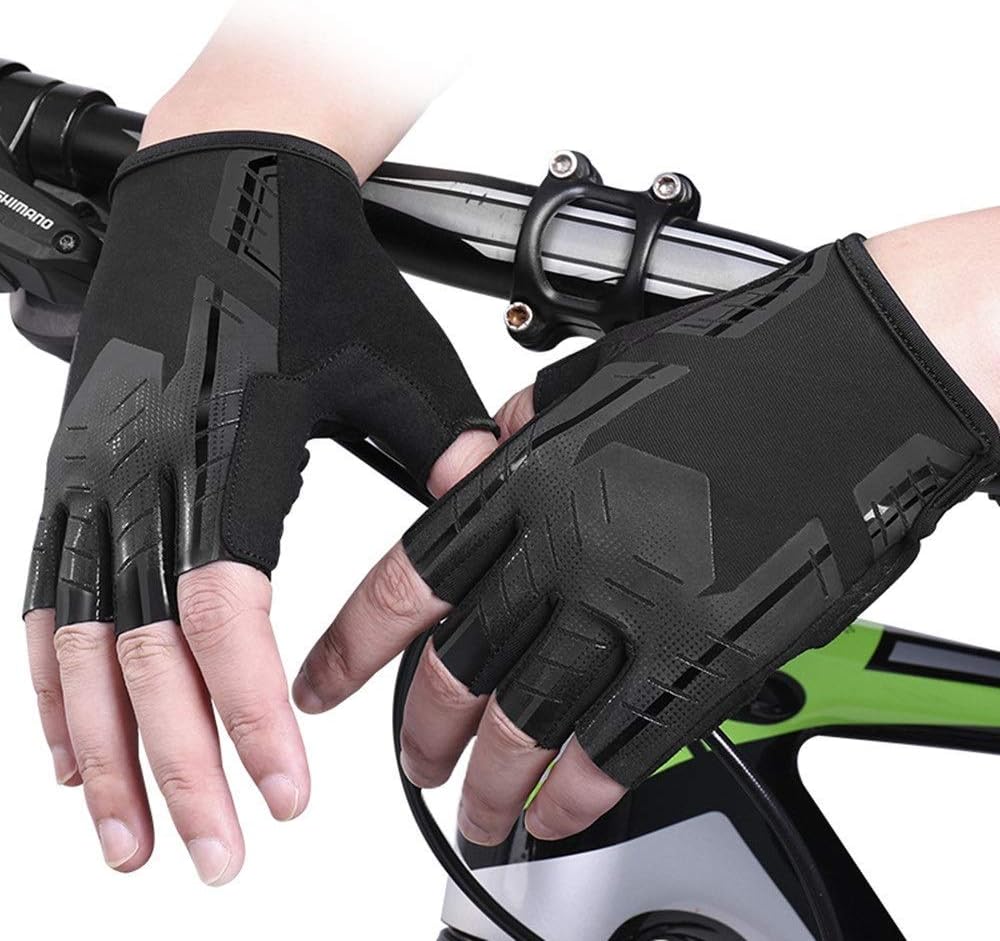 Workout Training Gloves Mens Half Finger Bicycle Gloves Mountain Bike Gloves Breathable Fingerless Outdoor Sports Gloves for Unisex M-XXL Breathable Snug fit (Color : Black Size : XL)