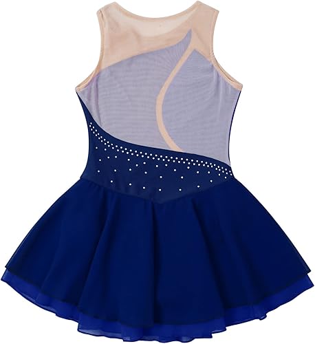 Miniatura 4 de Vestido de leotardo de patinaje sobre hielo para niños y niñas, de malla, empalme sobre ruedas, danza, espectáculo