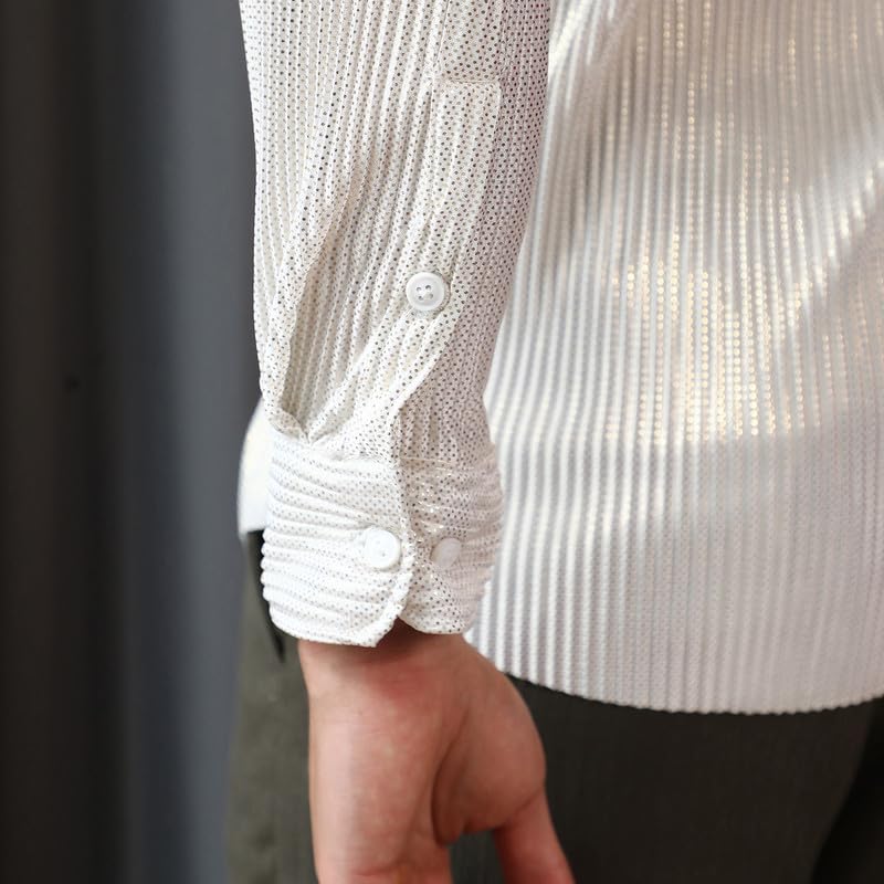 Image of CAHOOT Men's Hexagon-Lined Shirt | Casual Wear | Spread Collar | Long Sleeve | Button Closure | Shirt Crafted with Comfort Fit for Everyday Wear