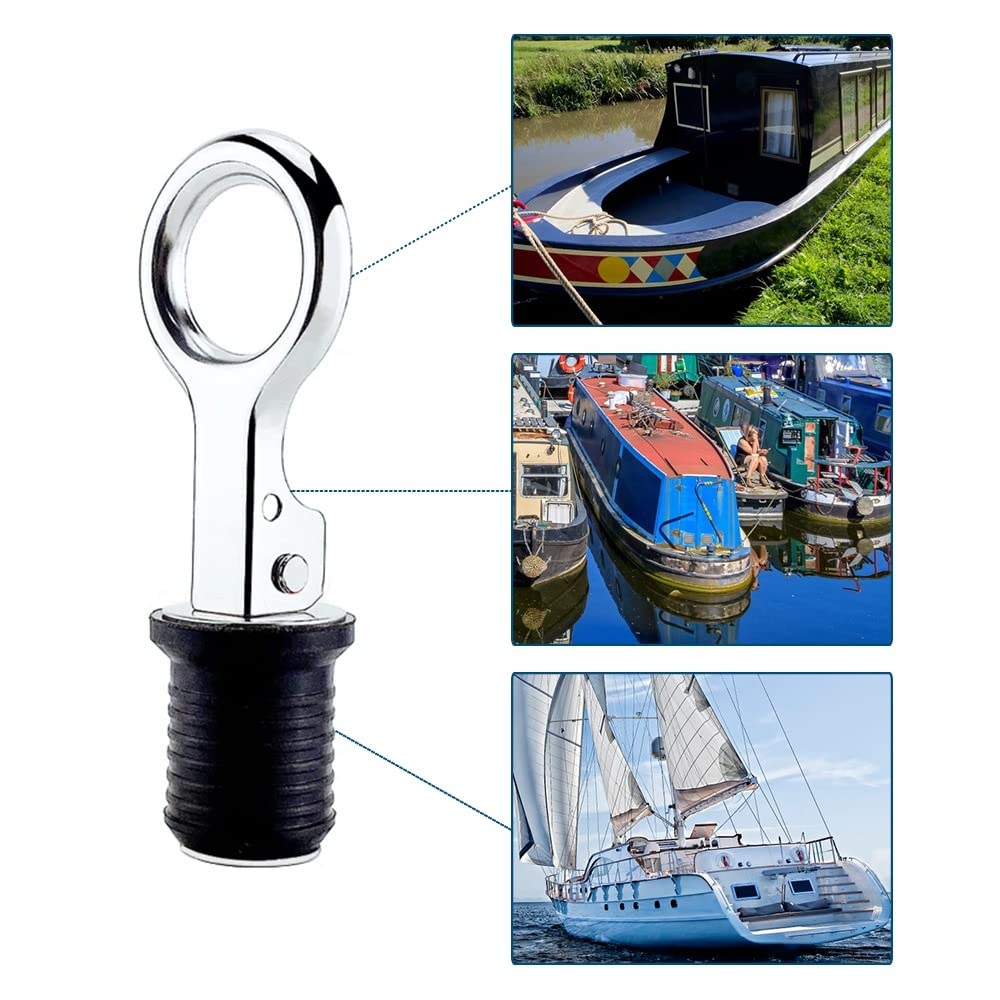 DONGKER Lenzstopfen Boot, 2 Stücke 25mm/ 32mm Marine Ablassstopfen, Ablassschraube mit Edelstahlgriff, Verschlussstopfen Bilgestopfen Schiffszubehör