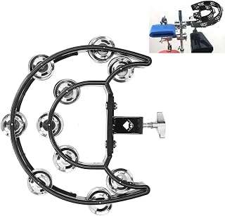 Hi Hat Tambourine Half Moon Mounted Double Row Bells with Mounting Eye Bolt Tambourine for Drum Set