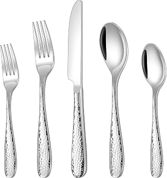 50-Piece Silverware set for 10 Include Knife Spoon and Fork Flatware Set with Heavy Duty Stainless Steel Mirror Polished Modern Tableware Eating Utensil Set, Dishwasher Safe