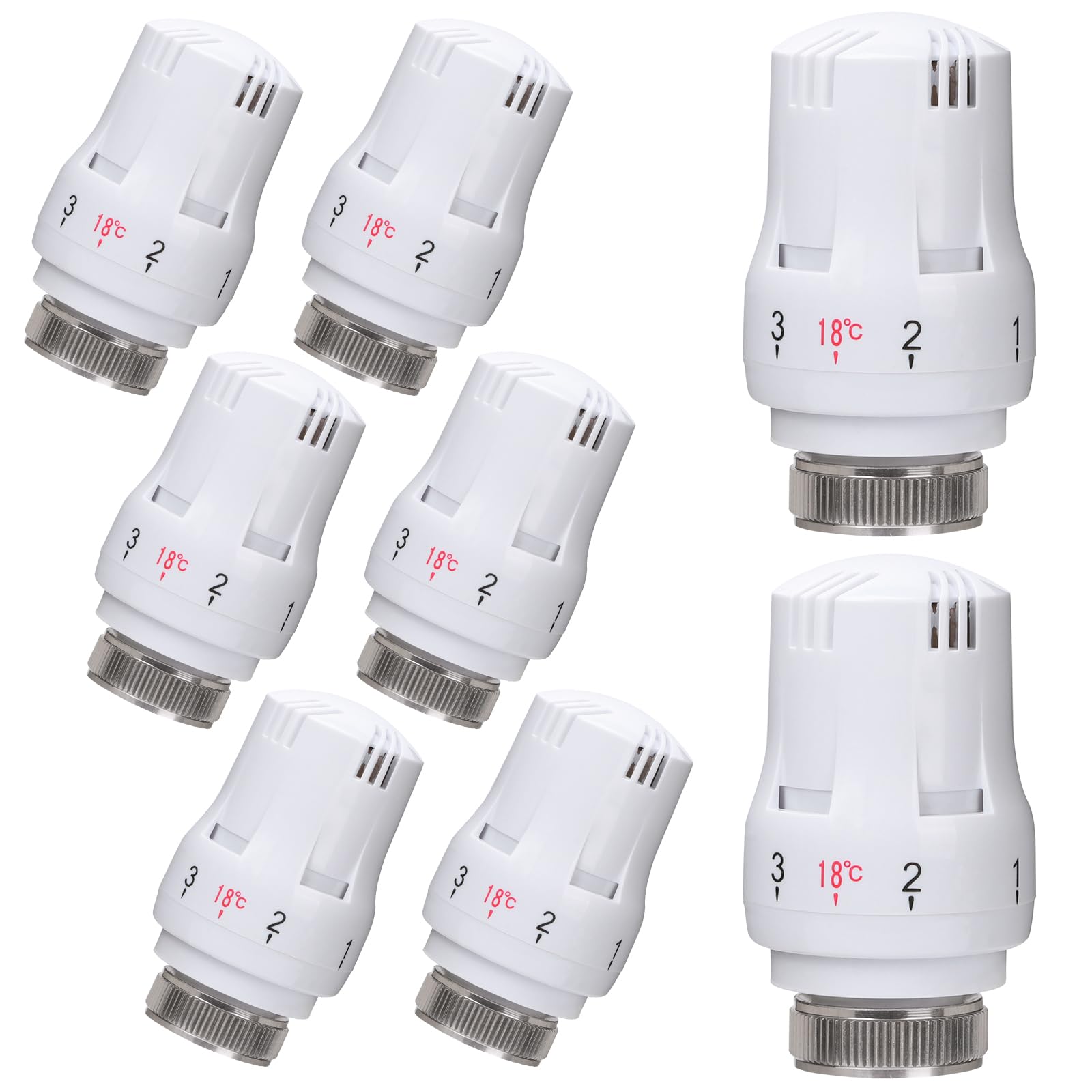 Testina termostatica, valvola per radiatore per filettatura M30 x 1,5, termostatica, testa di ricambio, termostato per termosifone, termostato per casa, ufficio (8 pezzi)