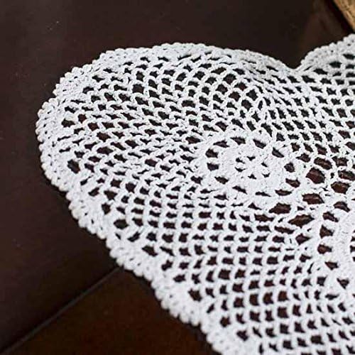 Factory Direct Craft 14" White Heart Cotton Hand Crocheted Lace Doilies, Set of 4
