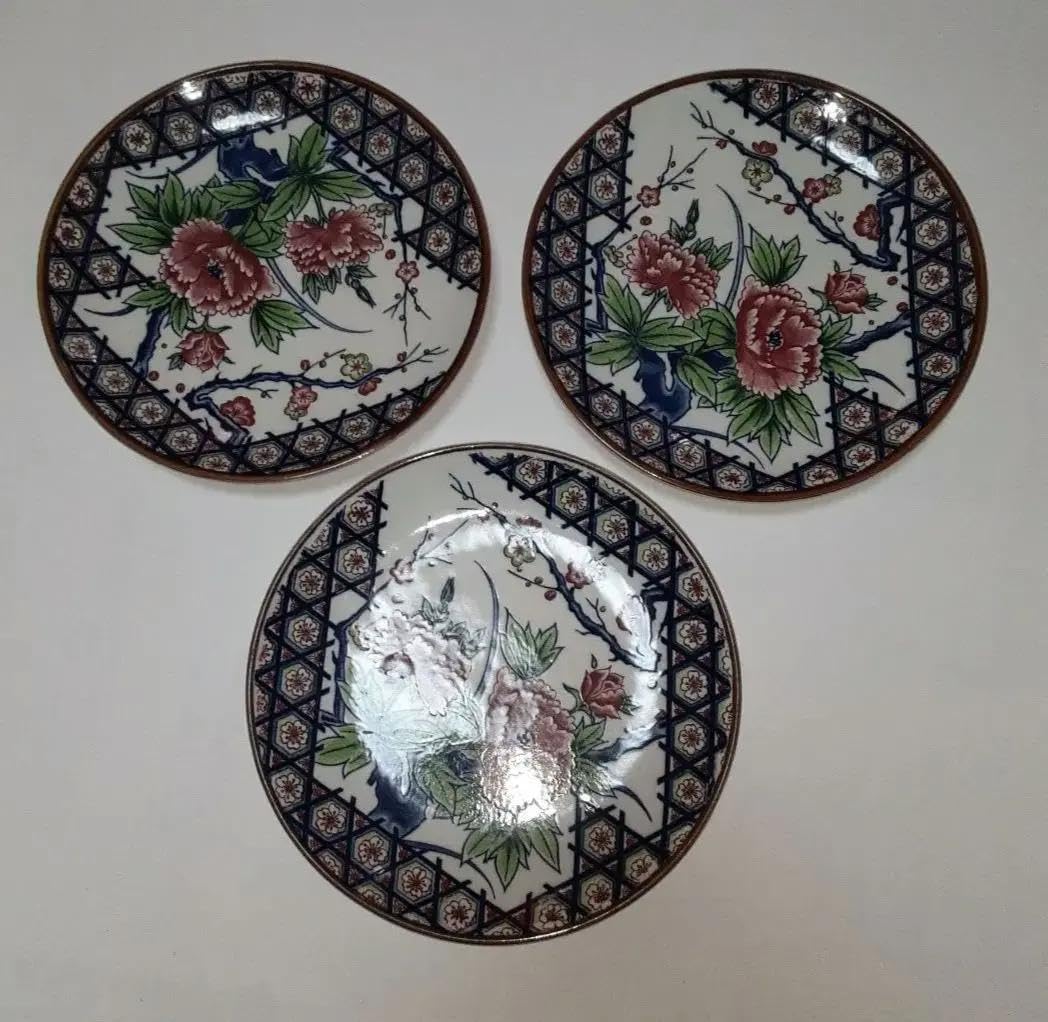 有田焼 清峰窯 梅牡丹柄 中皿 ３枚