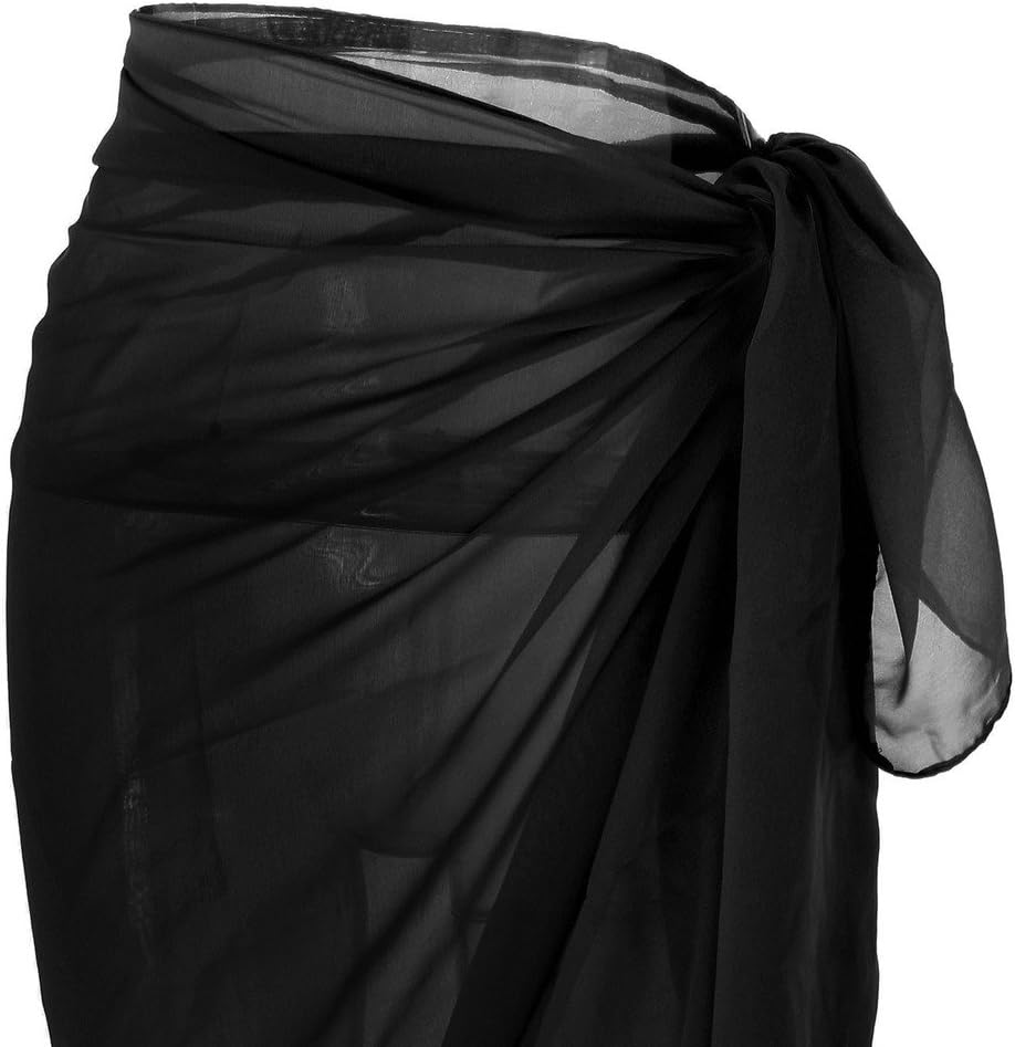 Ayliss Womens Swimwear Chiffon Cover up Solid Color Printed Beach Sarong Swimsuit Wrap Skirt Bathing Bikini Resort Wear