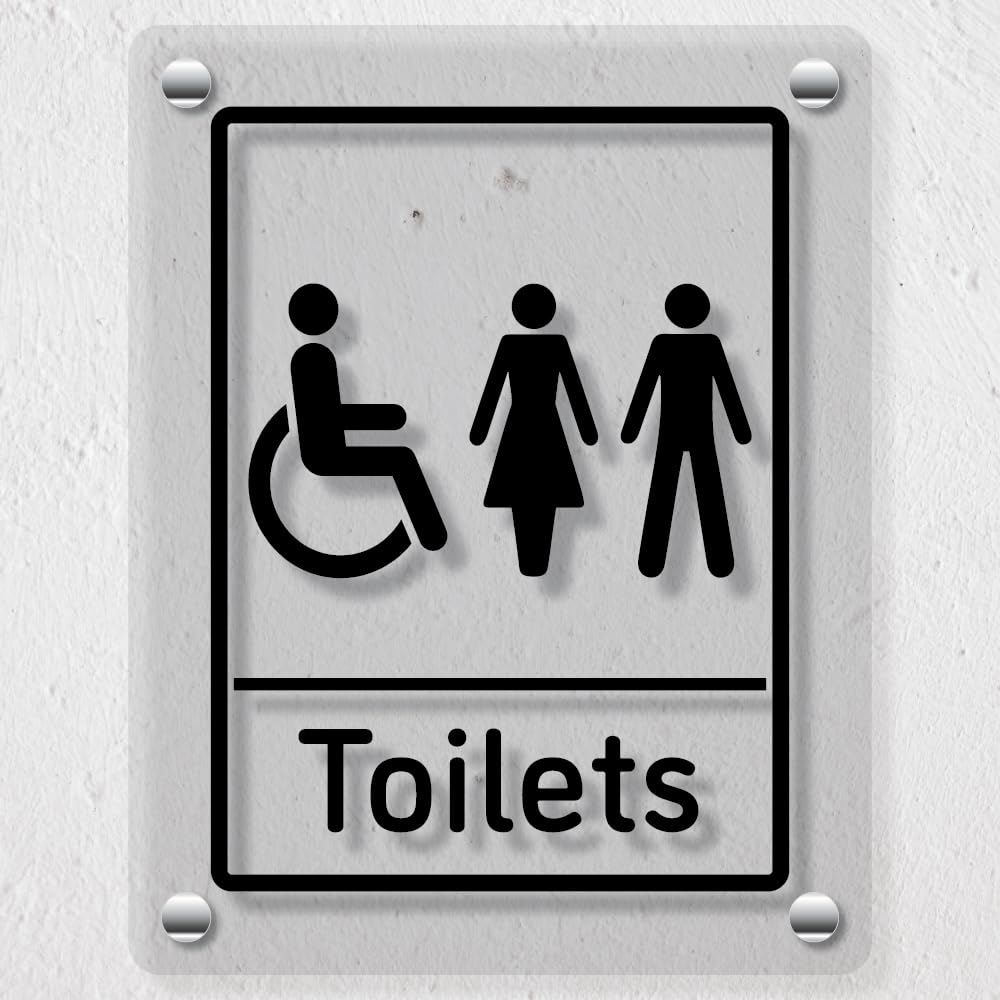 V Safety Mixed Toilets - 200 x 300 mm - Acrylic Perspex Cast Clear Safety Sign