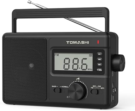 TOMASHI Portable AM FM SW Radio, AC/DC Powered Multi Band with Auto Scan