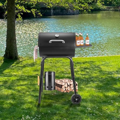 Charcoal Grill with Side Table,Barrel Barbecue Grill 500 Sq In for BBQ by Kendane - Used condition - Image 8