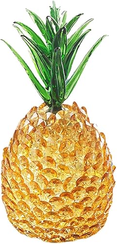 Decoración de mesa de comedor, figuras de piña de cristal, decoración de frutas, adorno de piña de cristal, escultura decorativa de frutas de