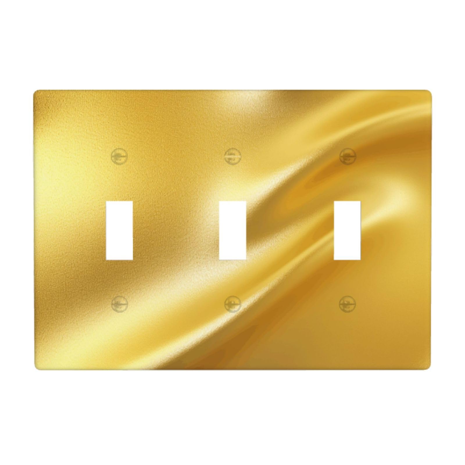 Light Yellow Gold Background Shiny Texture Light Switch Covers 3 Gang Triple Toggle Wall Plate Switchplate Electrical Faceplate for Bathroom Kitchen Bedroom Decor