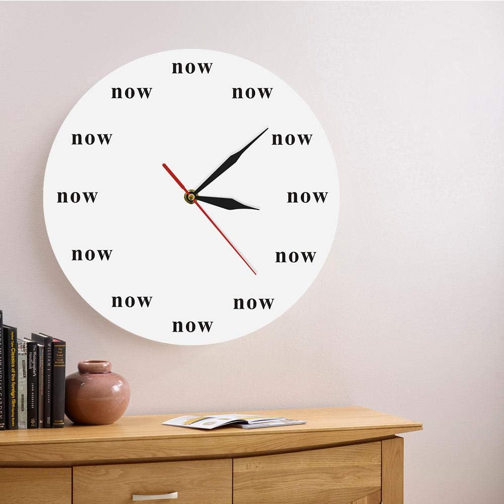 The Time is Now Wall Clock Now Time Motivational Clock Mindfulness Gift The Power of Now Your Daily Reminder to Live in The Now-Frameless_Simple_Design