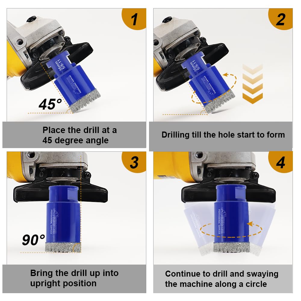 SHDIATOOL Diamond Drill Core Bits Kit Hole Saw Sets Diamond Drilling Mould Guide for Porcelain Tile Marble Ceramic Granite
