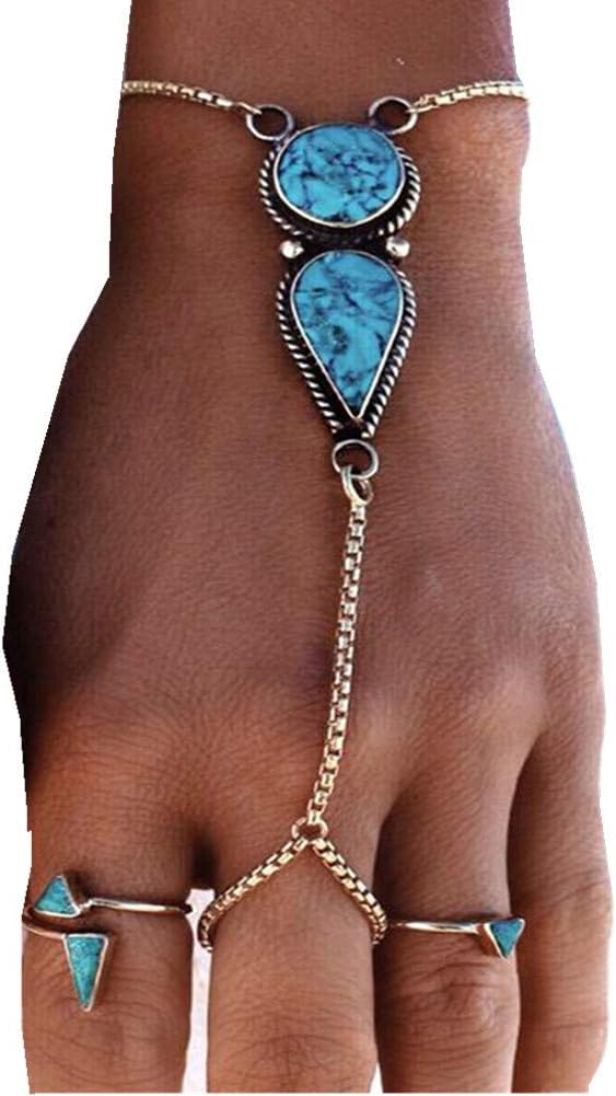 HIRIRI 1PC Hot Sale Turkish Jewelry Bohemian Ethnic Vintage Silver Coin Turquoise Bracelet Anklet For Women