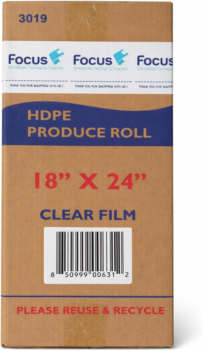 18" x 24" Poly Bag on Roll, 4 Rolls, 1000ct total, General Merchandise Use, Great for Produce, Fruits, and Vegetables