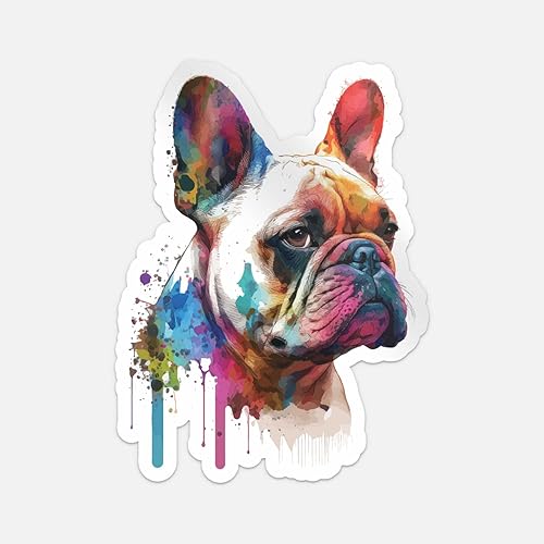 Colorida calcomanía para parachoques de cabeza de bulldog francés, decoración de automóvil, computadora portátil, botella de agua, pared, ventana,