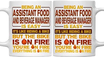 Assistant Food And Beverage Manager Coffee Mug, Everything Is On Fire Mug | 11Oz White Ceramic, Two-Sided Print, Assistant Food And Beverage Manager Work Humor Theme, Coffee Or Tea, Home Or Workplace